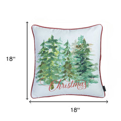 18" Green and White Christmas Tree Throw Pillow Cover