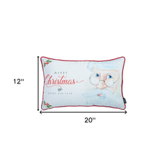 Funda de almohada navideña de Papá Noel en color rojo y blanco de 12" x 20"