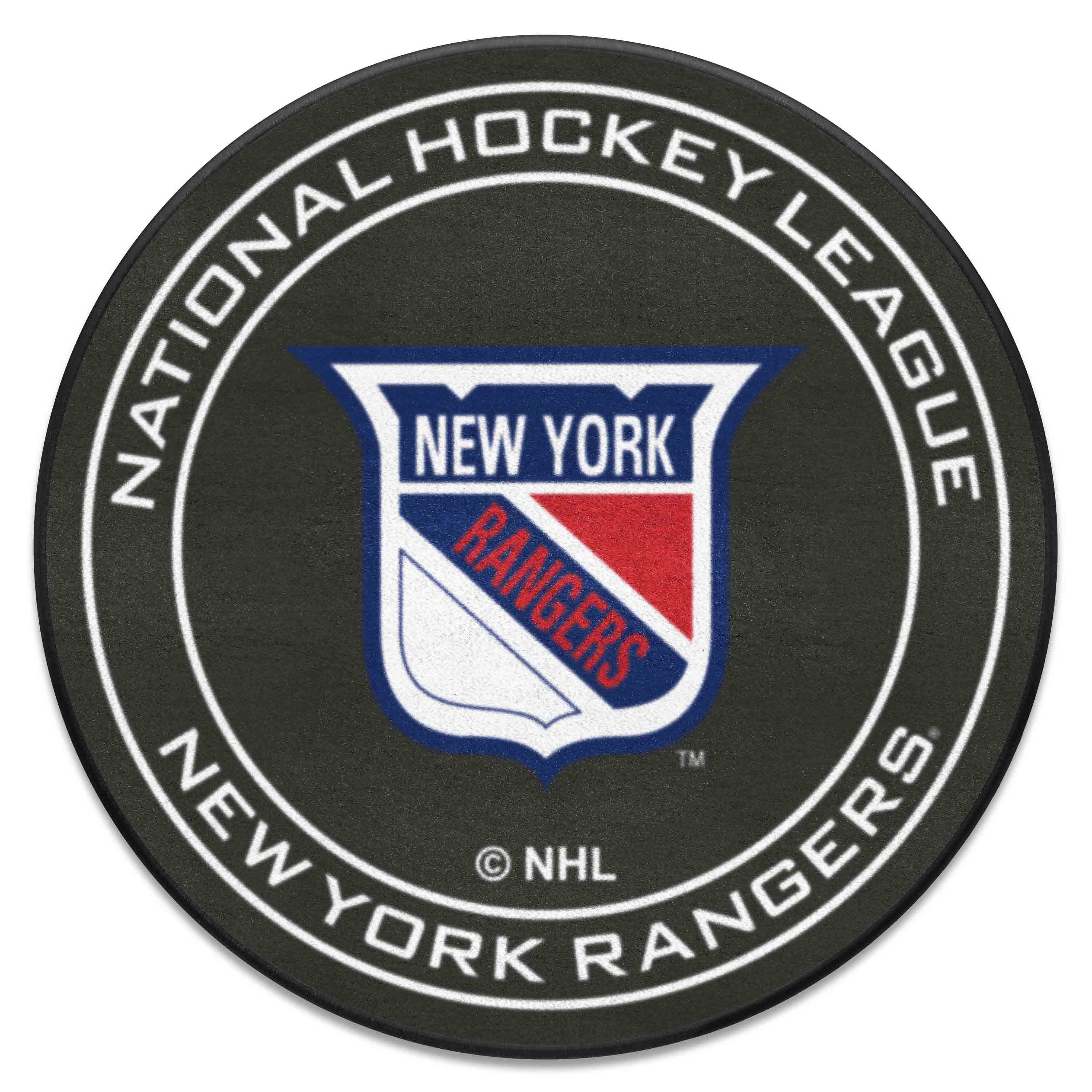 NHLRETRO New York Rangers Hockey Puck Rug - 27in. Diameter - New York Rangers