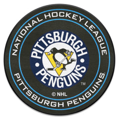 Retro NHL Pittsburgh Penguins Hockey Puck Rug - 27in. Diameter - Pittsburgh Penguins