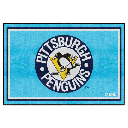 Retro NHL Pittsburgh Penguins 5ft. x 8 ft. Plush Area Rug - Pittsburgh Penguins