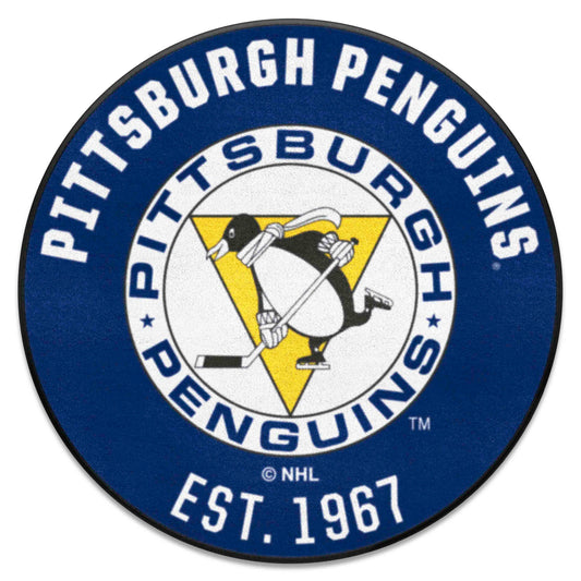 Retro NHL Pittsburgh Penguins Roundel Rug - 27in. Diameter - Pittsburgh Penguins