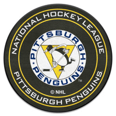 Retro NHL Pittsburgh Penguins Hockey Puck Rug - 27in. Diameter - Pittsburgh Penguins