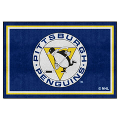 Retro NHL Pittsburgh Penguins 5ft. x 8 ft. Plush Area Rug - Pittsburgh Penguins