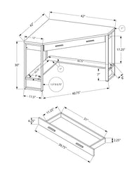 42" White and Silver Corner Computer Desk With Two Drawers - Homeroots