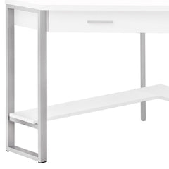 42" White and Silver Corner Computer Desk With Two Drawers - Homeroots