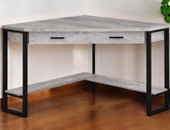 42" Gray and Black Corner Computer Desk - Homeroots