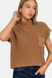 Zenana Mock Neck Short Sleeve Cropped Sweater - Flyclothing LLC