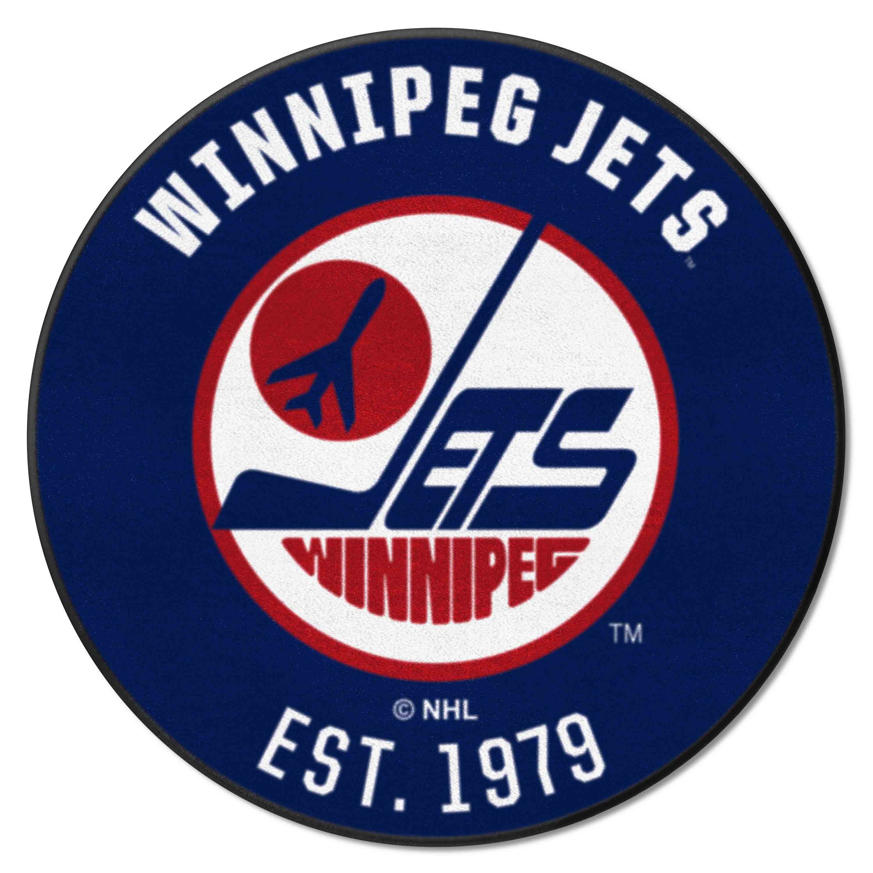 Retro NHL Winnipeg Jets Roundel Rug - 27in. Diameter