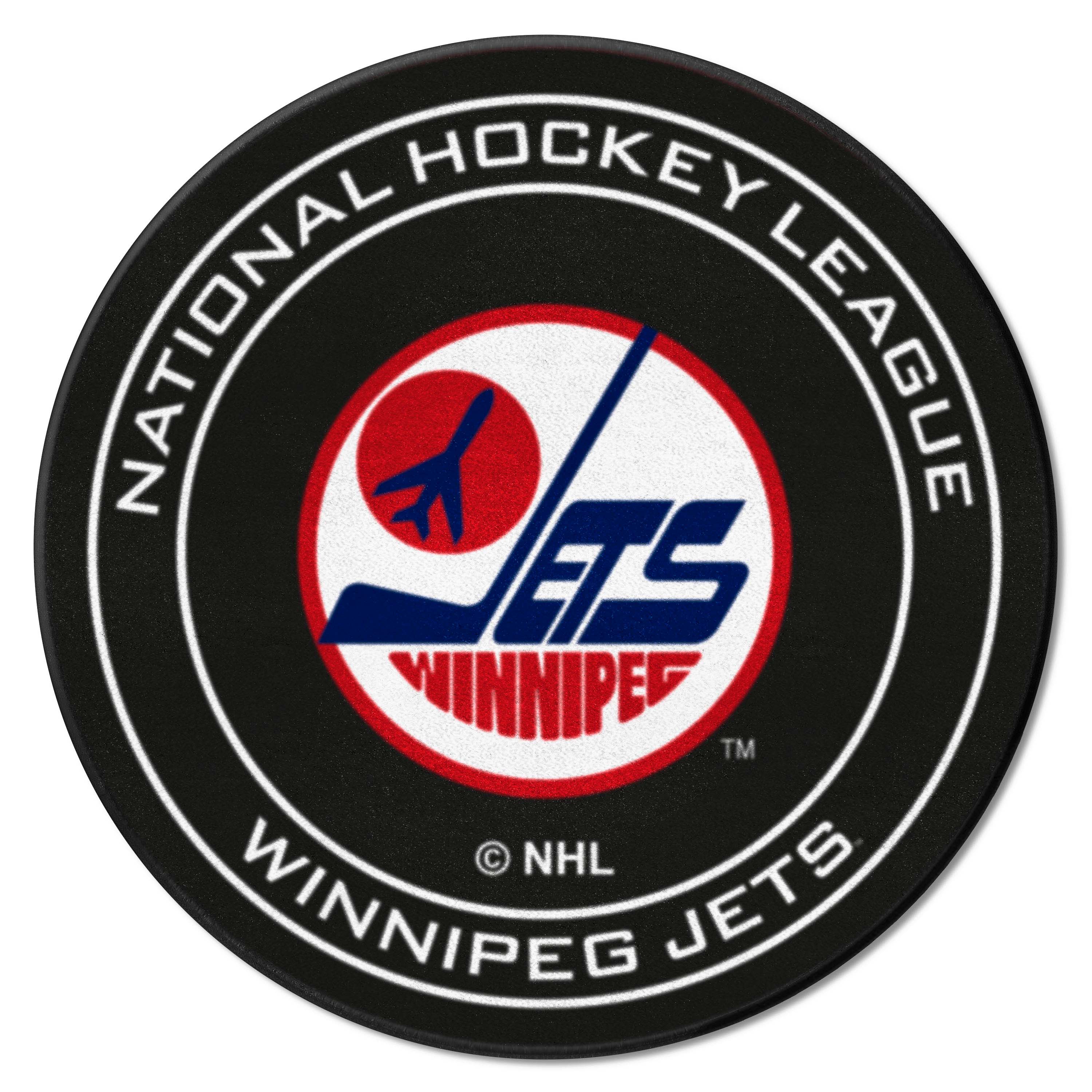 Retro NHL Winnipeg Jets Hockey Puck Rug - 27in. Diameter