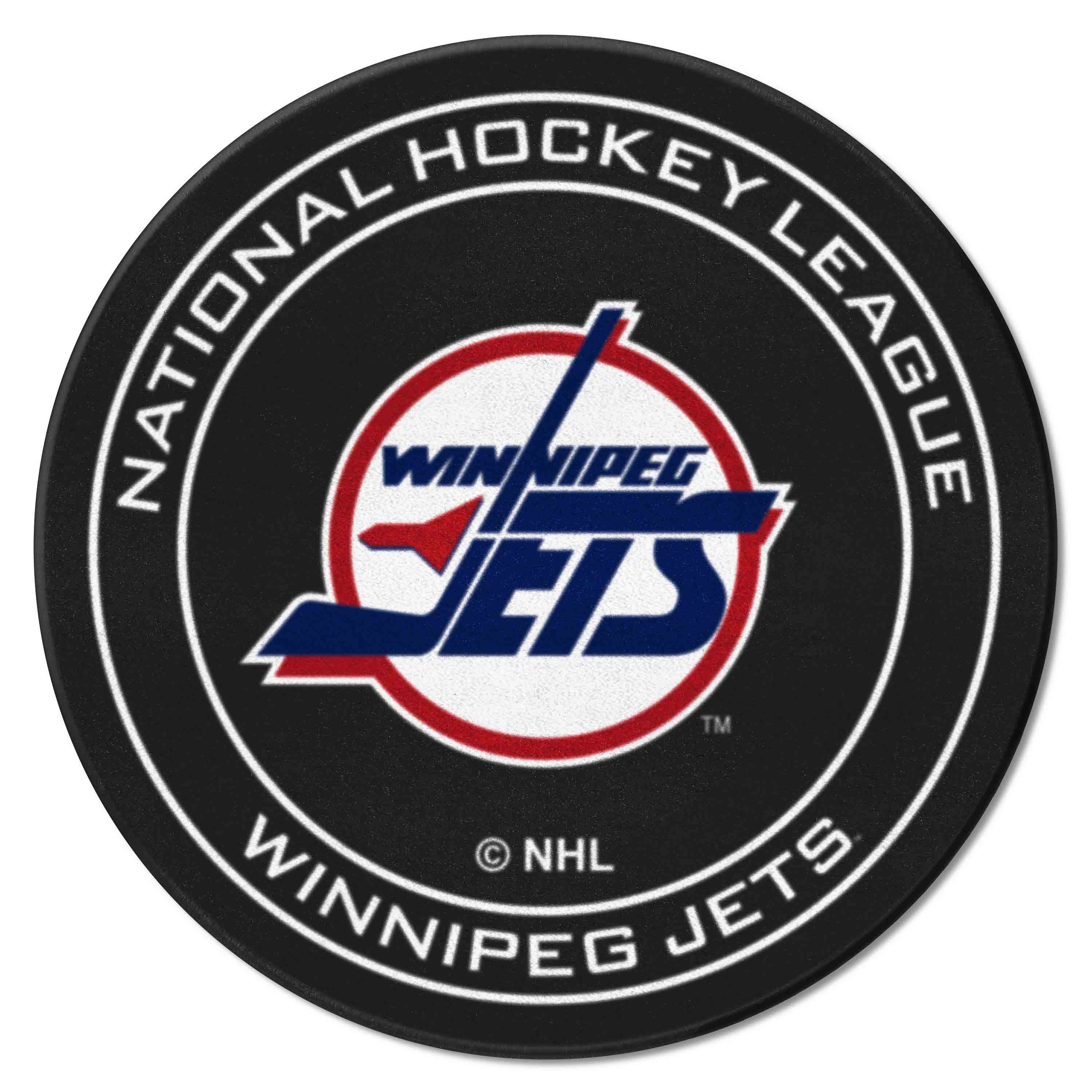 Retro NHL Winnipeg Jets Hockey Puck Rug - 27in. Diameter