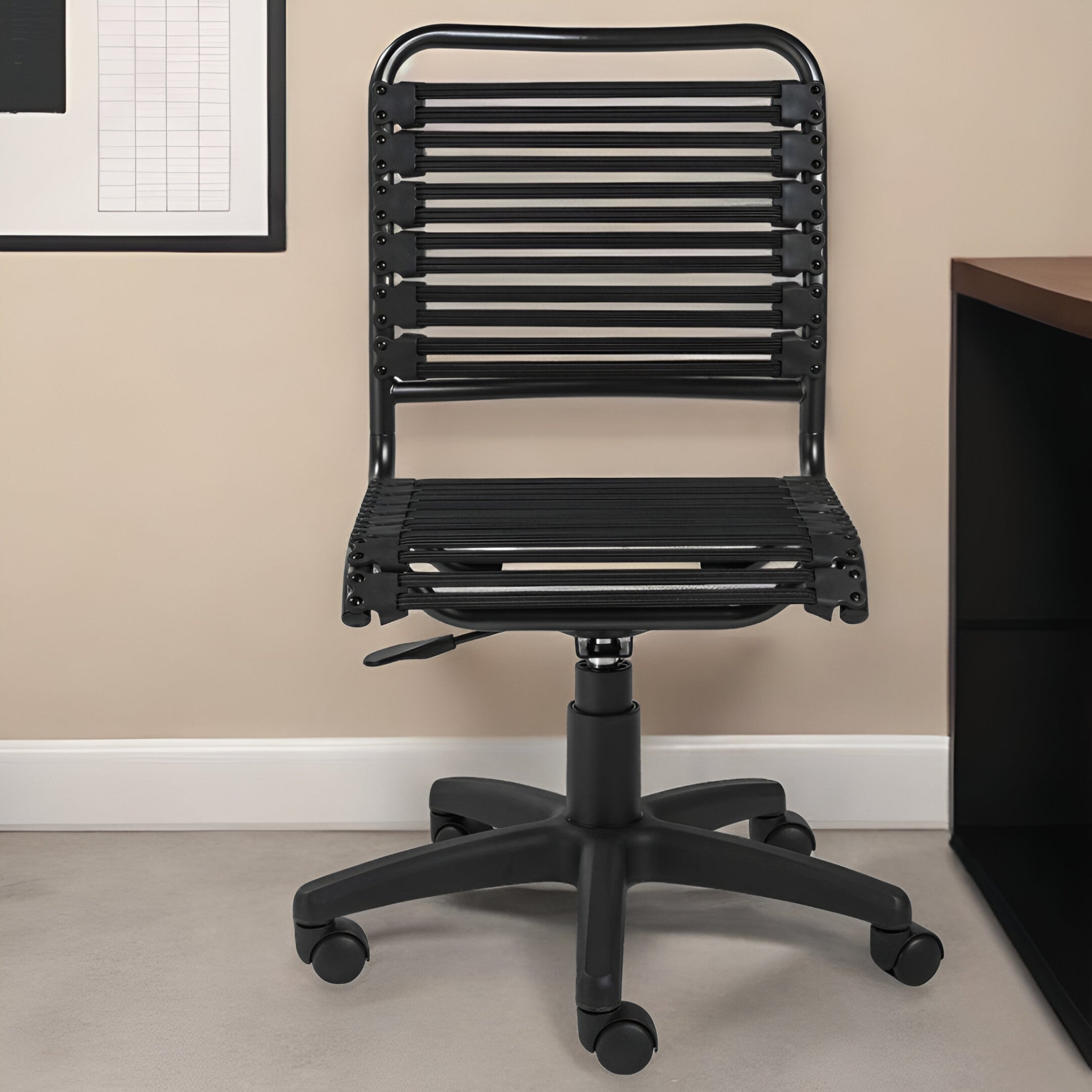 Black Adjustable Swivel Bungee Rolling Office Chair