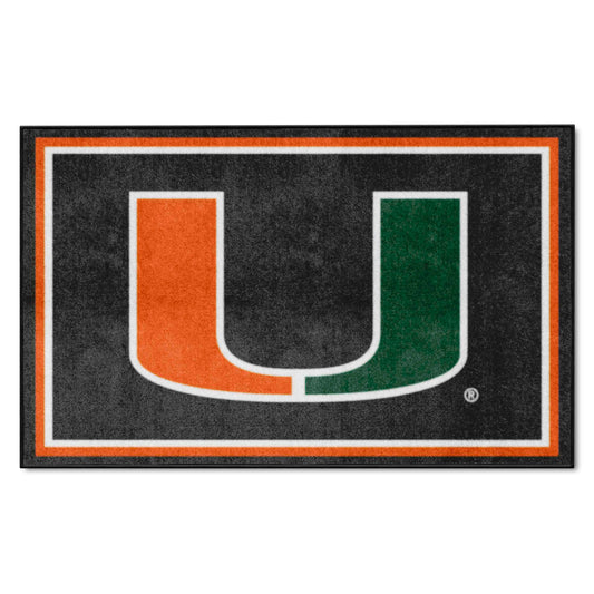 Miami Hurricanes 4ft. x 6ft. Plush Area Rug, Black - Miami