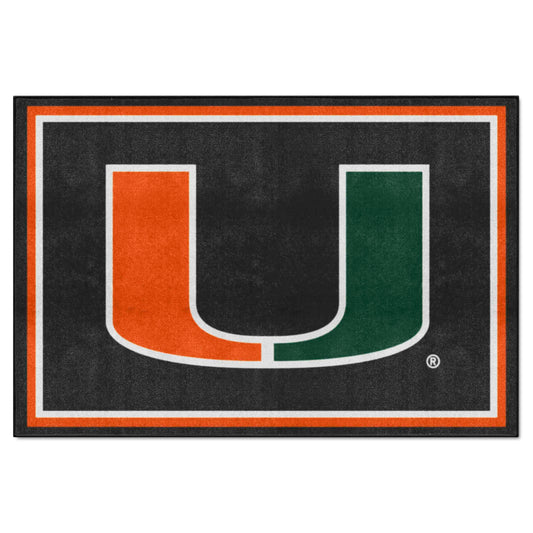 Miami Hurricanes 5ft. x 8 ft. Plush Area Rug, Black