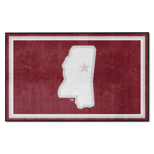 Mississippi State Bulldogs 4ft. x 6ft. Plush Area Rug, State Logo - Mississippi State