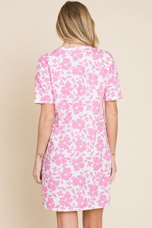 BOMBOM Floral Button Down Mini Dress - Trendsi