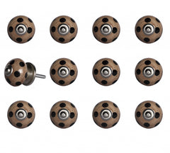 1.5" X 1.5" X 1.5" Ceramic Metal Brown Black 12 Pack Knob