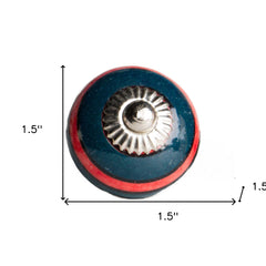 Perillas de cerámica de metal azul marino y rojo, paquete de 8, 1,5 x 1,5 x 1,5 pulgadas