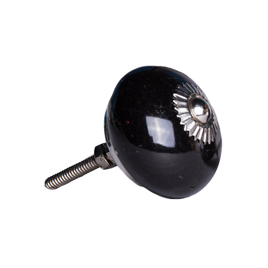 1.5" X 1.5" X 1.5" Ceramic Metal Black 12 Pack Knob