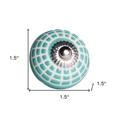 Perillas de cerámica de metal turquesa y blanco, paquete de 12, 1,5 x 1,5 x 1,5 pulgadas