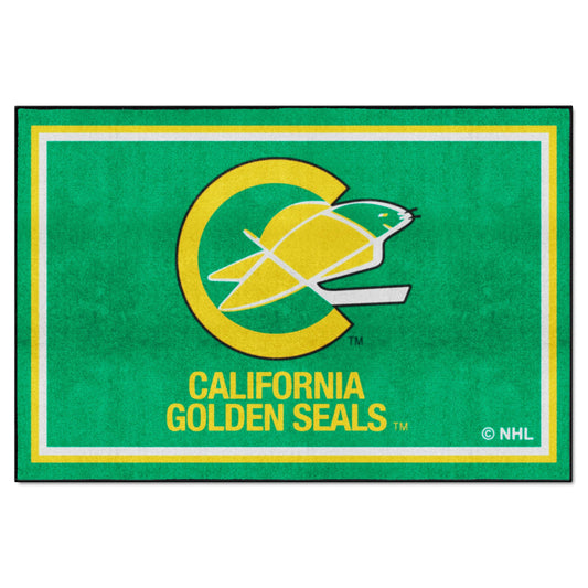 NHLRETRO California Golden Seals 5ft. x 8 ft. Plush Area Rug - California Golden Seals