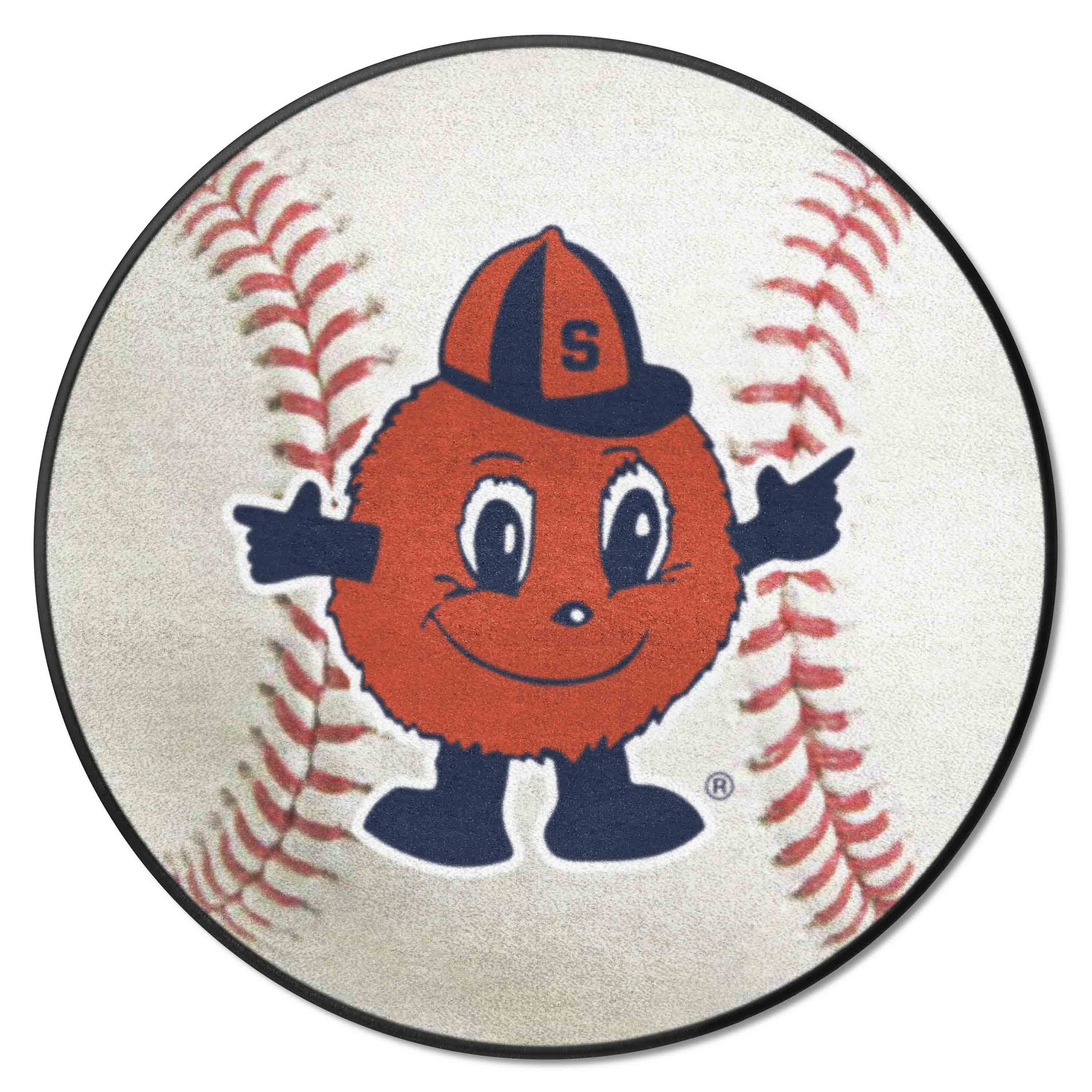 Syracuse Orange Baseball Rug, Otto Mascot Logo - 27in. Diameter