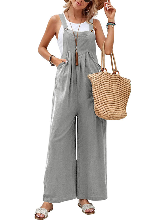 Full Size Square Neck Wide Strap Overalls - Trendsi