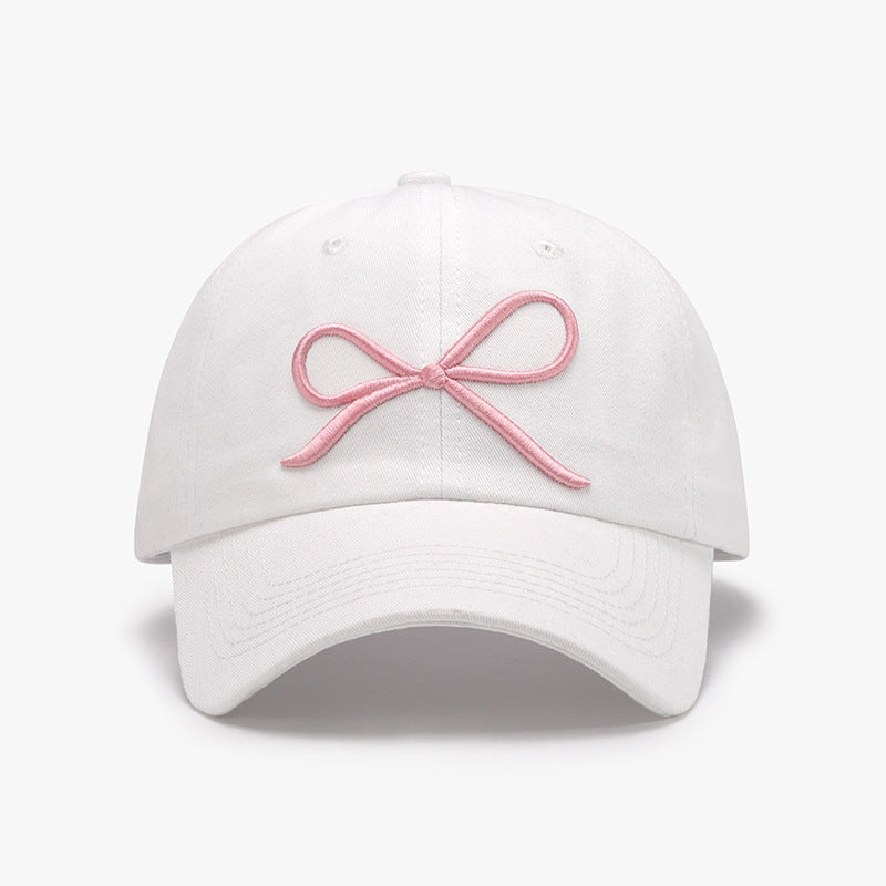 Bow Embroidered Cotton Baseball Cap