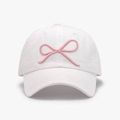 Bow Embroidered Cotton Baseball Cap Trendsi