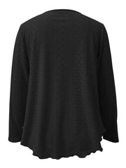 Eyelet Long Sleeve Blouse - Trendsi