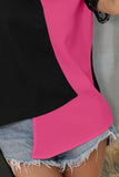 Color Block Notched Short Sleeve T-Shirt - Flyclothing LLC