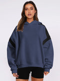 Contrast Dropped Shoulder Long Sleeve Hoodie