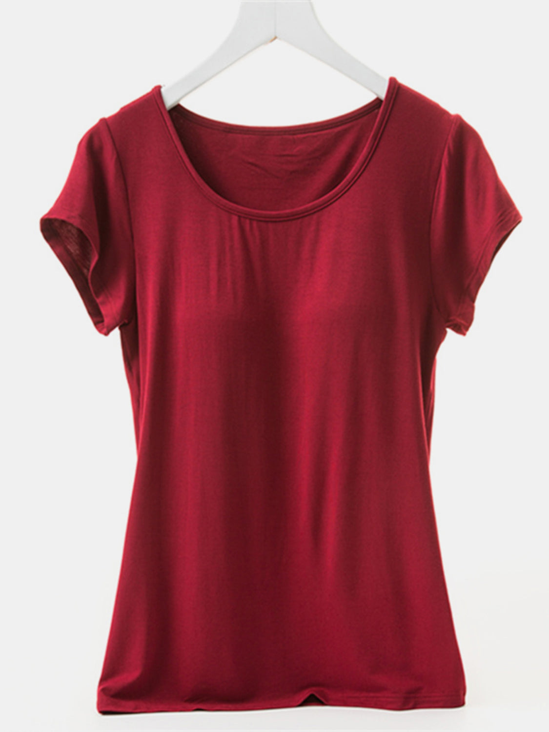 Round Neck Short Sleeve T-Shirt with Bra Trendsi