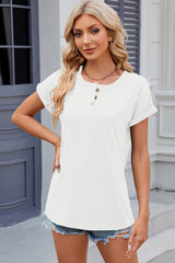 Round Neck Short Sleeve T-Shirt Trendsi