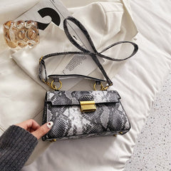 PU Leather Snakeskin Print Crossbody Bag - Trendsi