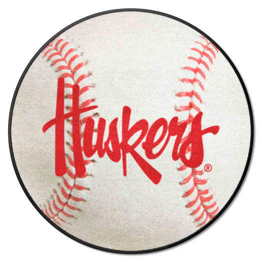 Nebraska Cornhuskers Baseball Rug - 27in. Diameter