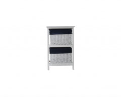 12.5" X 16" X 25" White Blue  Portable 2 Drawers