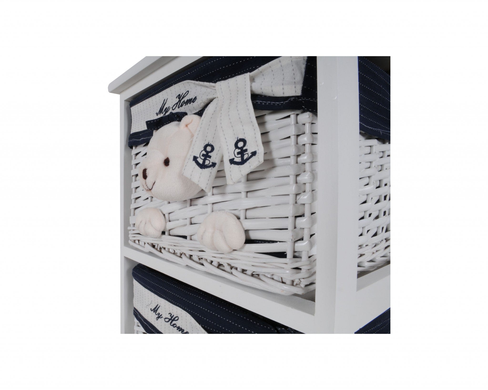 12.5" X 16" X 25" White Blue  Portable 2 Drawers - Homeroots