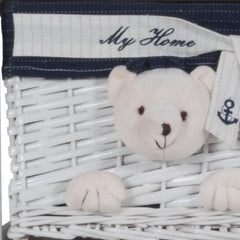 12.5" X 16" X 25" White Blue  Portable 2 Drawers - Homeroots