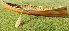 26.25" X 118.5" X 16"  Matte Finish Wooden Canoe With Ribs Curved Bow