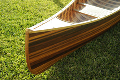 26.25" X 118.5" X 16"  Matte Finish Wooden Canoe With Ribs Curved Bow