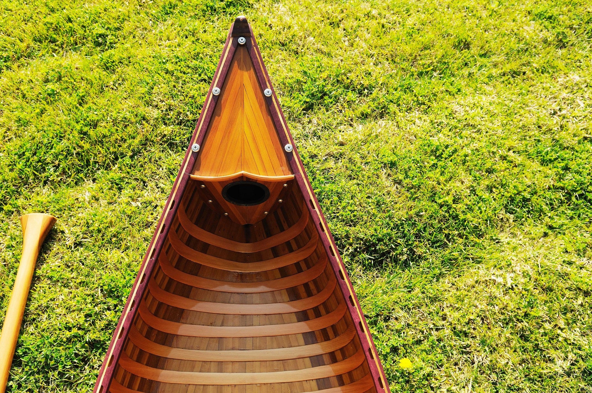 20.25" X 70.5" X 15" Wooden Canoe With Ribs