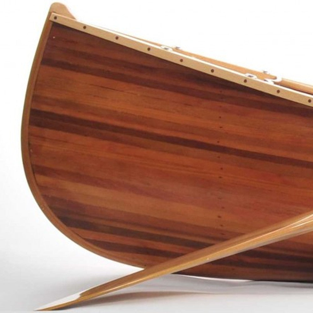 20.25" X 70.5" X 15" Wooden Canoe With Ribs Matte Finish