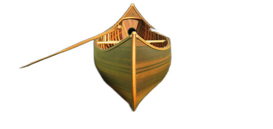 28.5" X 144" X 21"Matte Finishwooden Canoe With Ribs Curved Bow