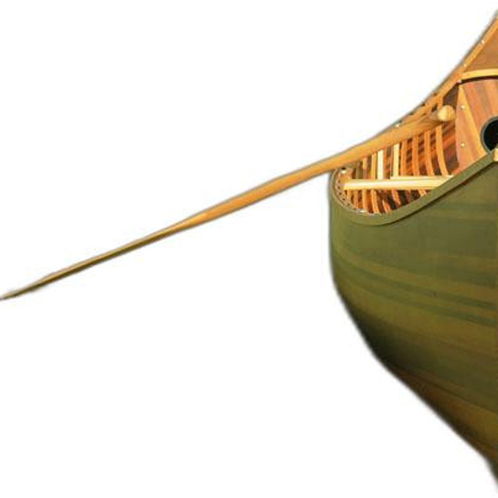 28.5" X 144" X 21"Matte Finishwooden Canoe With Ribs Curved Bow