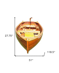 51" X 118.5" X 27.75" Little Bear Wooden Dinghy - Homeroots