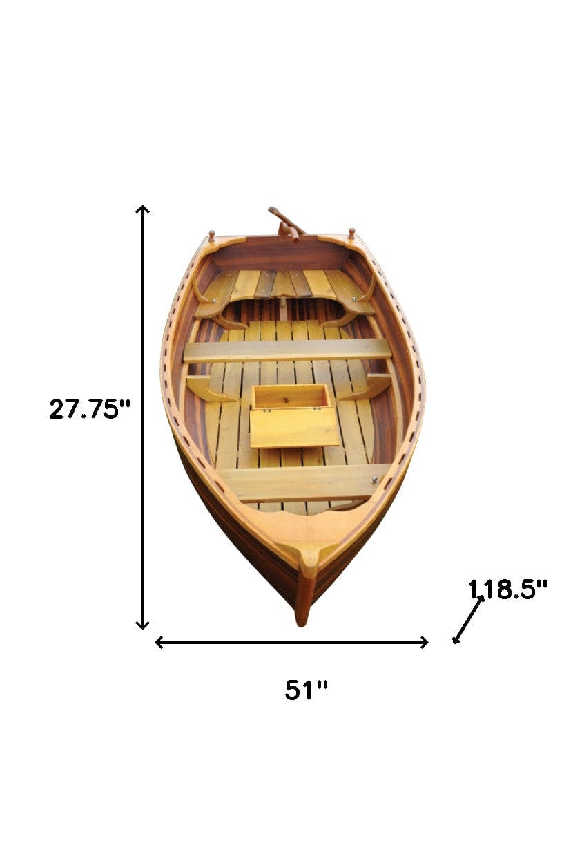 51" X 118.5" X 27.75" Matte Finishlittle Bear Wooden Dinghy - Homeroots