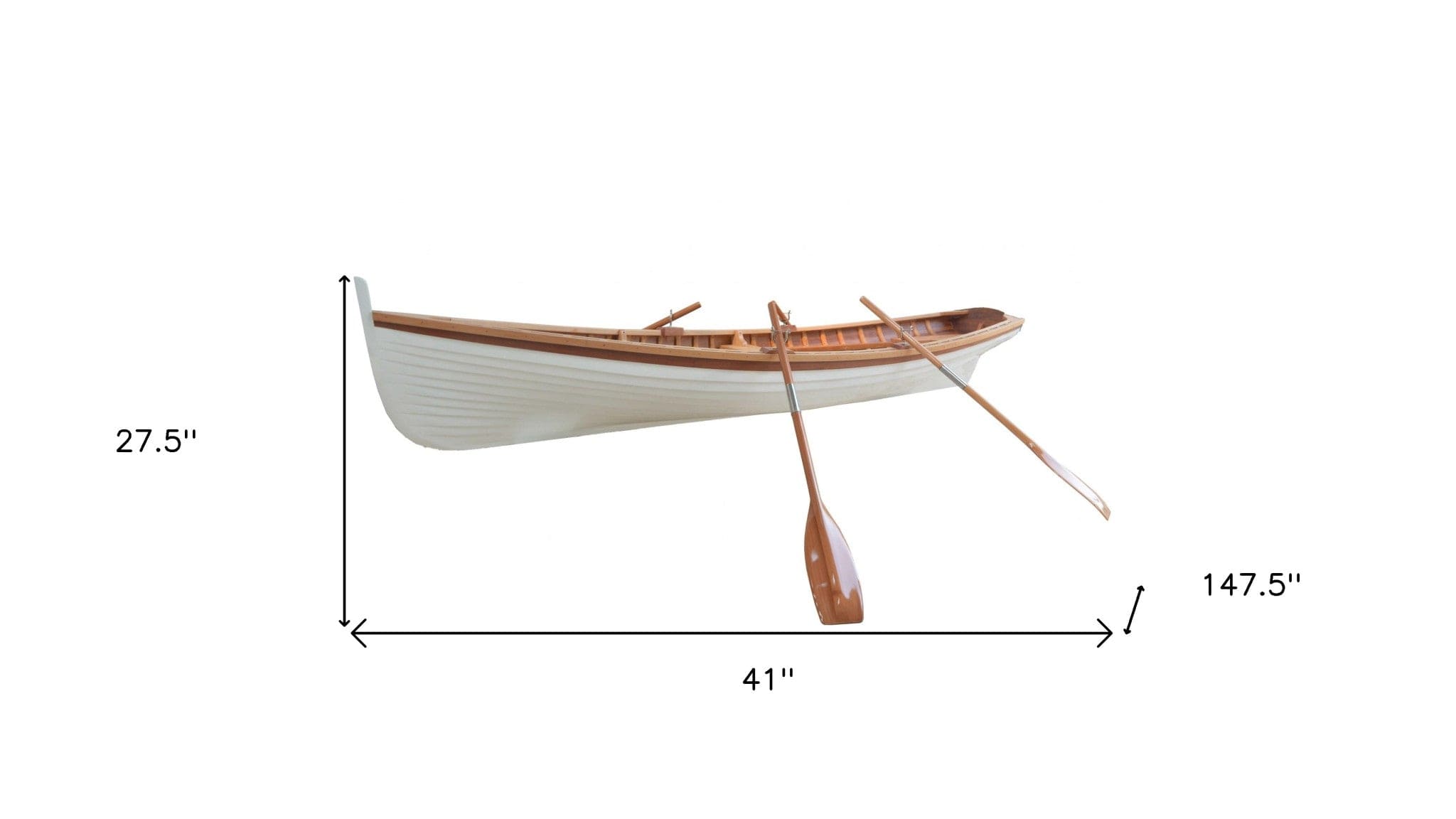 41" X 147.5" X 27.5" Clinker Built Whitehall Row Boat - Homeroots