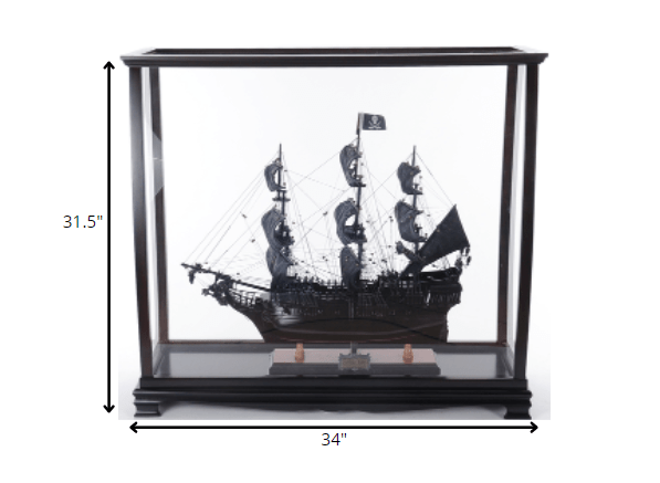 34" Black Glass Standard Display Stand - Homeroots