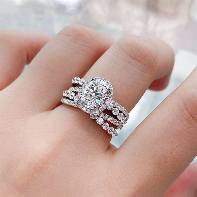 3 Carat Moissanite 925 Sterling Silver Layered Ring Trendsi